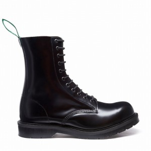 Solovair 11 Eye Steel Toe Derby Støvler Herre Sort | 11-1981-BK-060