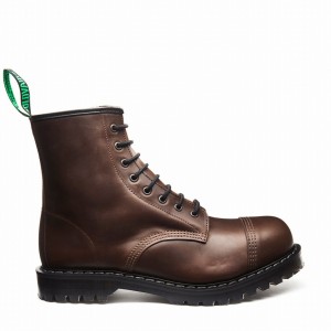 Solovair Gaucho Crazy Horse 8 Eye Steel Toe Derby Støvler Herre Brune | SC8-1550-CH-G-060