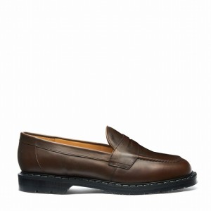 Solovair Gaucho Crazy Horse Penny Loafers Herre Brune | S0-970-CH-G-030