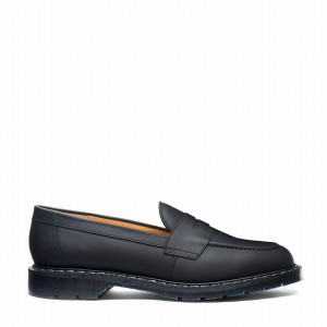 Solovair Greasy Penny Loafers Herre Sort | S0-970-BG-G-030