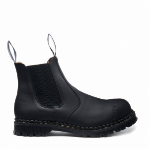 Solovair Greasy Steel Toe Capped Dealer Støvler Herre Sort | GF0-1910-BG-040
