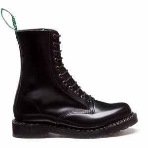Solovair Hi-Shine 11 Eye Derby Støvler Herre Sort | S11-981-BK-G-035