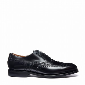Solovair Hi-Shine 5 Eye Oxford Sko Herre Sort | 091-305-060
