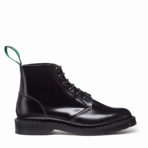 Solovair Hi-Shine 6 Eye Astronaut Støvler Dame Sort | S6-969-BK-G-030
