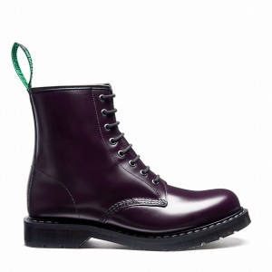 Solovair Hi-Shine 8 Eye Derby Støvler Dame Lilla | S8-551-PUR-G-030