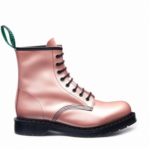 Solovair Hi-Shine 8 Eye Derby Støvler Dame Lyserød | S8-551-PK-IR-G-035