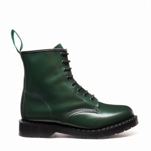 Solovair Hi-Shine 8 Eye Derby Støvler Herre Grøn | S8-551-GN-G-030