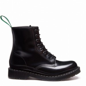 Solovair Hi-Shine 8 Eye Derby Støvler Herre Sort | S8-551-BK-G-030