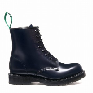 Solovair Hi-Shine 8 Eye Derby Støvler Herre Mørkeblå | S8-551-NV-G-035