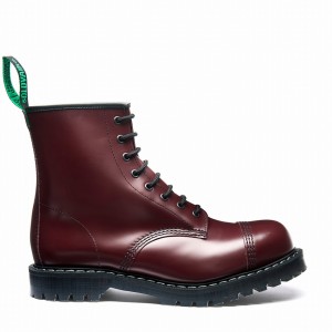 Solovair Hi-Shine 8 Eye Steel Toe Derby Støvler Herre Rød | SC8-1550-CR-G-065