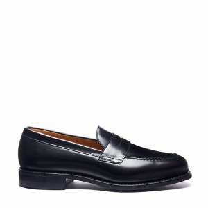 Solovair Hi Shine Penny Loafers Herre Sort | 970-025-060