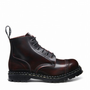 Solovair Rub-Off 6 Eye Steel Toe Capped Derby Støvler Herre Bordeaux | GF6-1710-BUR-RO-030