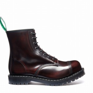 Solovair Rub-Off 8 Eye Steel Toe Derby Støvler Herre Bordeaux | SC8-1550-BUR-G-060