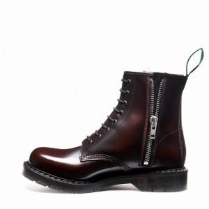 Solovair Rub-Off 8 Eye Zip Derby Støvler Herre Bordeaux | S8-551-BUR-ZIP-G-045