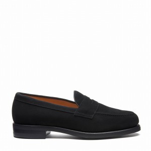 Solovair Suede Penny Loafers Herre Sort | 970-BK-SUE-060