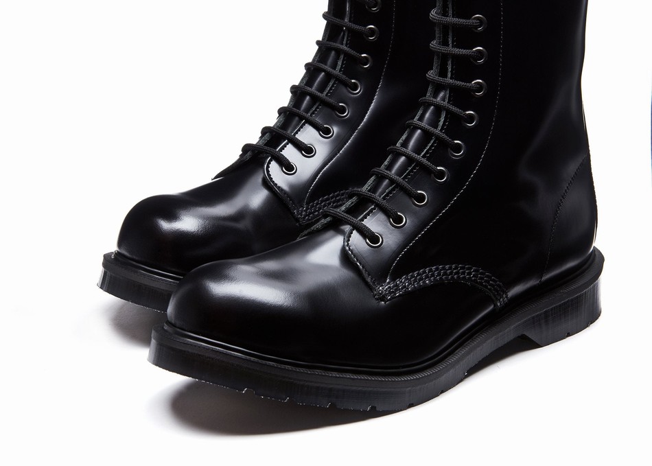 Solovair 11 Eye Steel Toe Derby Støvler Herre Sort | 11-1981-BK-060
