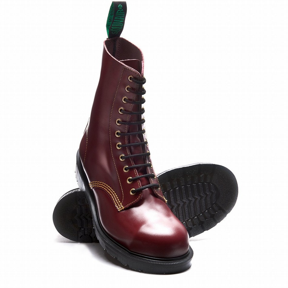 Solovair 11 Eye Steel Toe Derby Støvler Herre Rød | 11-1981-CR-060