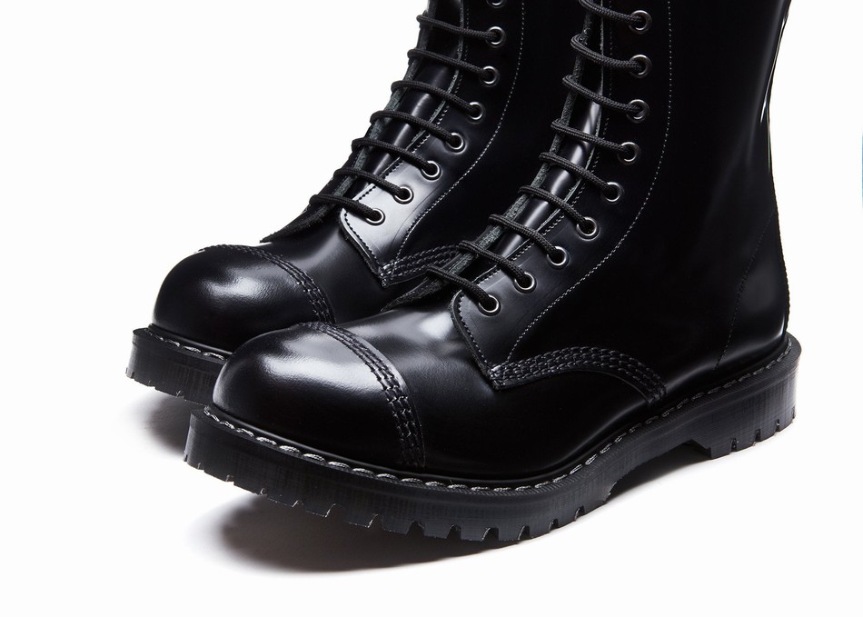 Solovair 11 Eye Steel Toe Derby Støvler Herre Sort | SC11-1980-BK-G-060