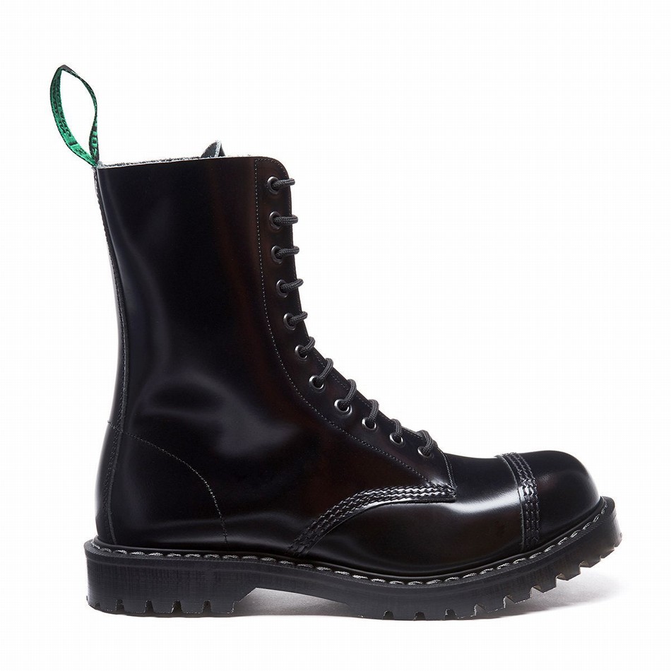 Solovair 11 Eye Steel Toe Derby Støvler Herre Sort | SC11-1980-BK-G-060