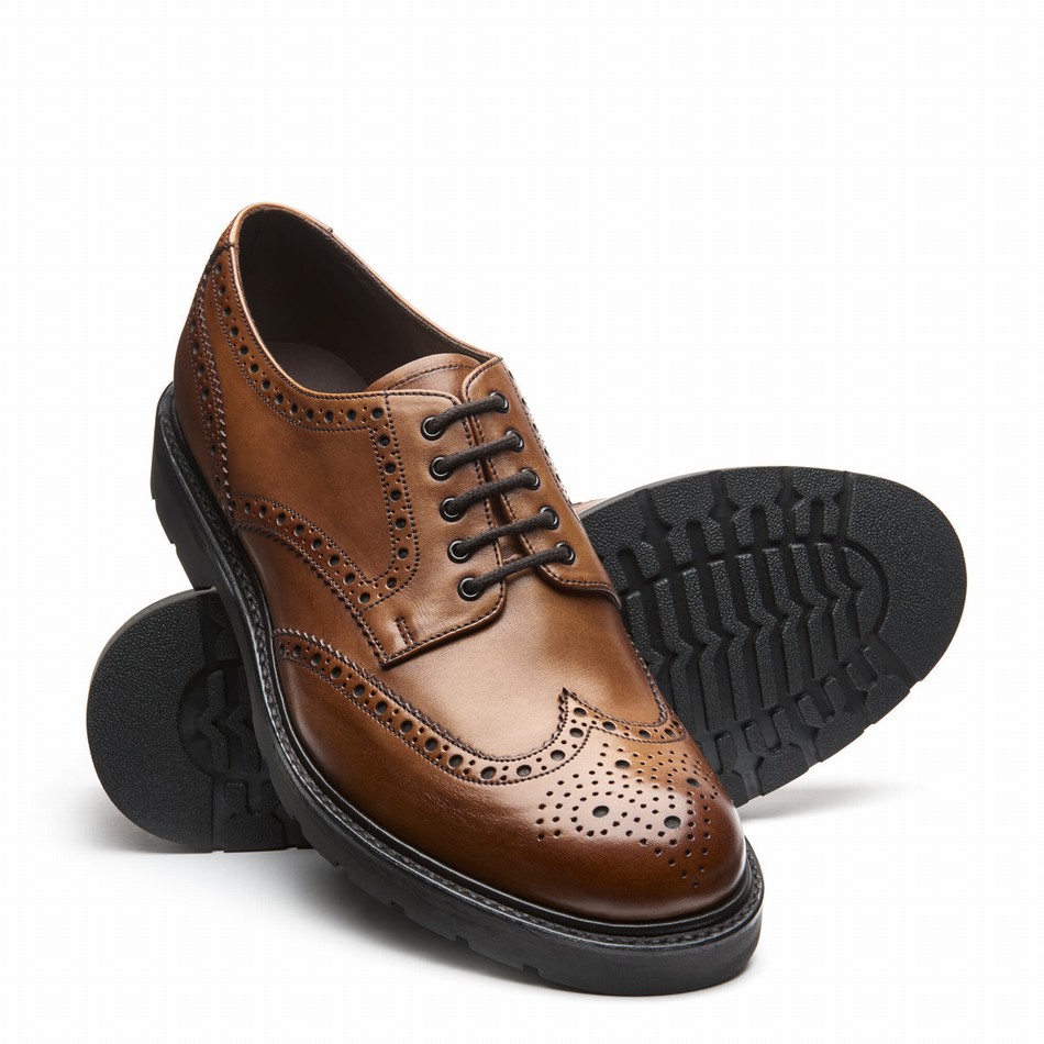 Solovair 5 Eye Gibson Brogue Sko Herre Brune | LS5-813-TAN-B-060