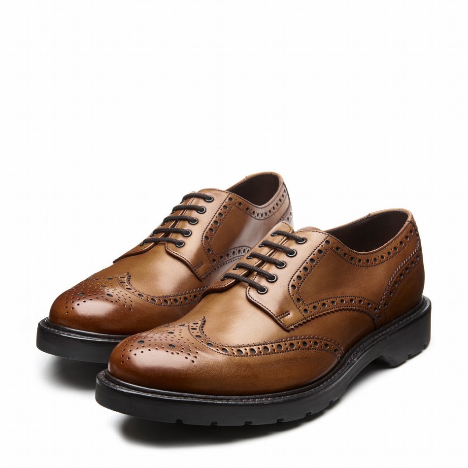 Solovair 5 Eye Gibson Brogue Sko Herre Brune | LS5-813-TAN-B-060