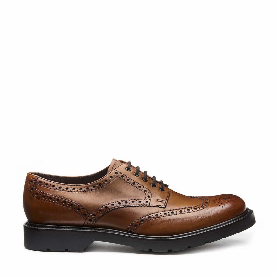 Solovair 5 Eye Gibson Brogue Sko Herre Brune | LS5-813-TAN-B-060