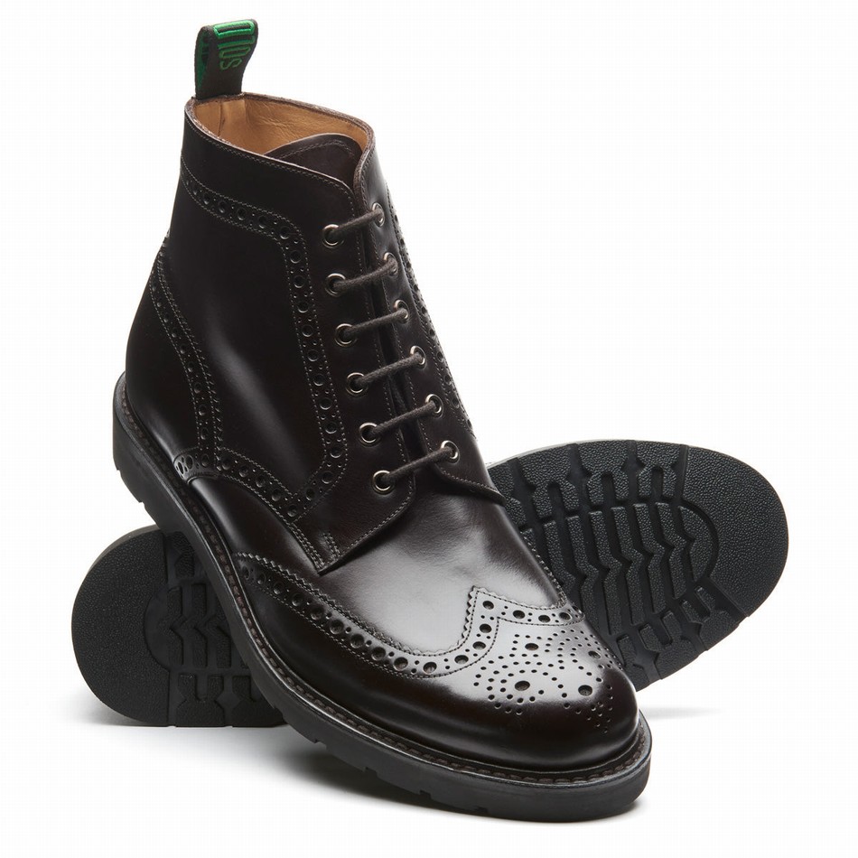 Solovair 6 Eye Derby Brogue Støvler Herre Brune | LS6-019-BNG-B-060