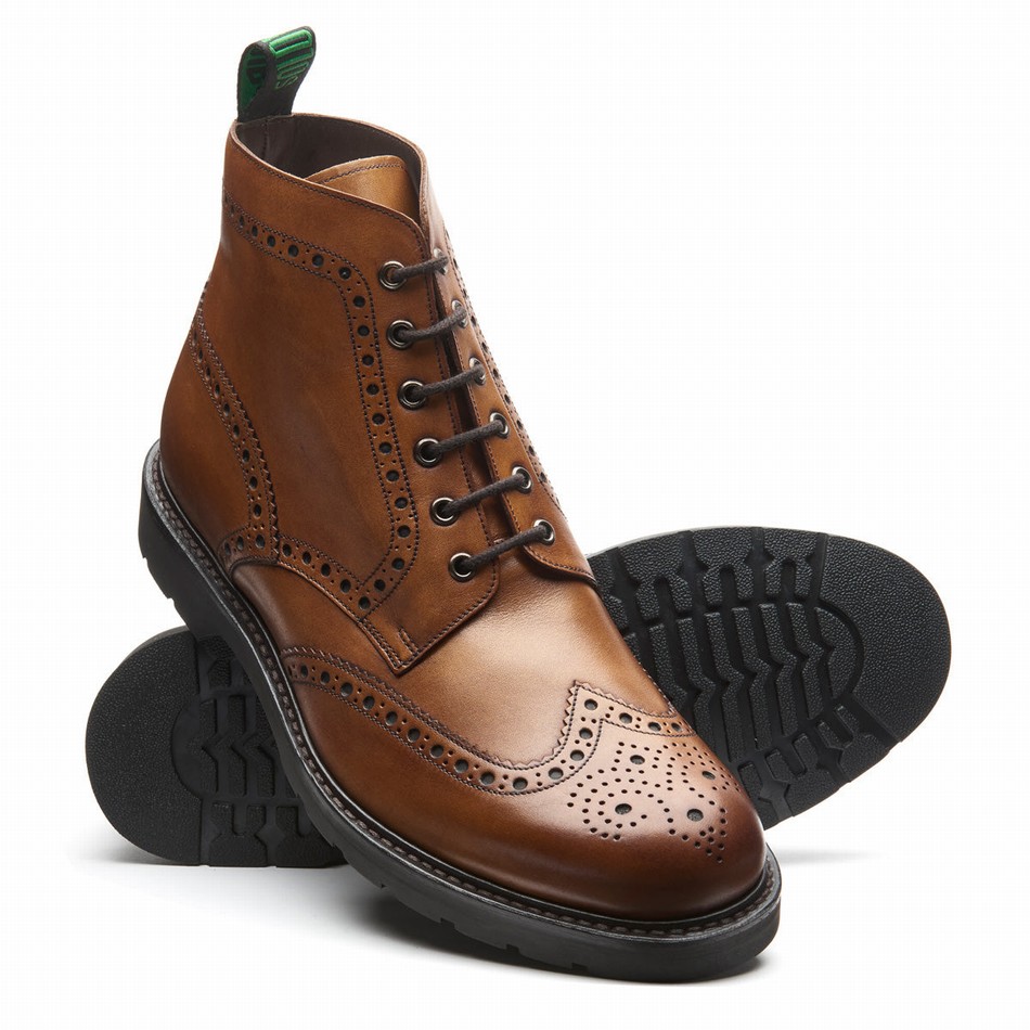 Solovair 6 Eye Derby Brogue Støvler Herre Brune | LS6-019-TAN-B-060