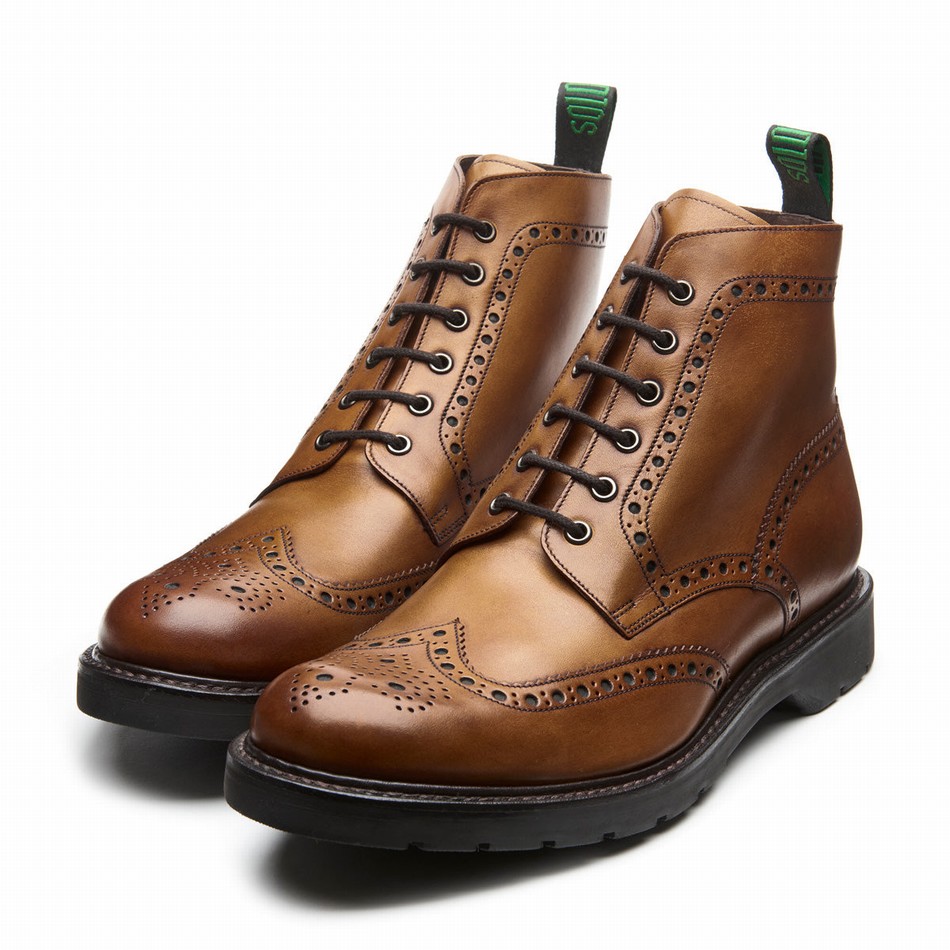 Solovair 6 Eye Derby Brogue Støvler Herre Brune | LS6-019-TAN-B-060