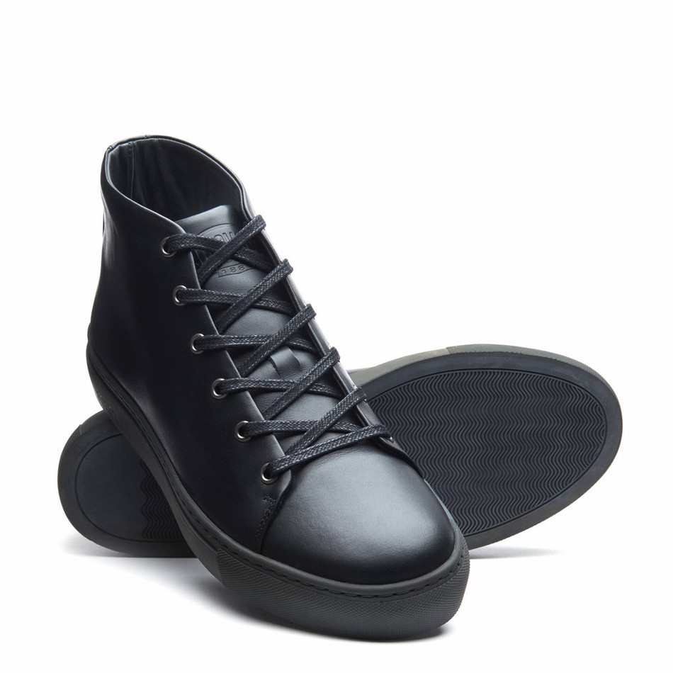 Solovair Calf High Top Sneakers Dame Sort | S6-HTP-BK-BS-030