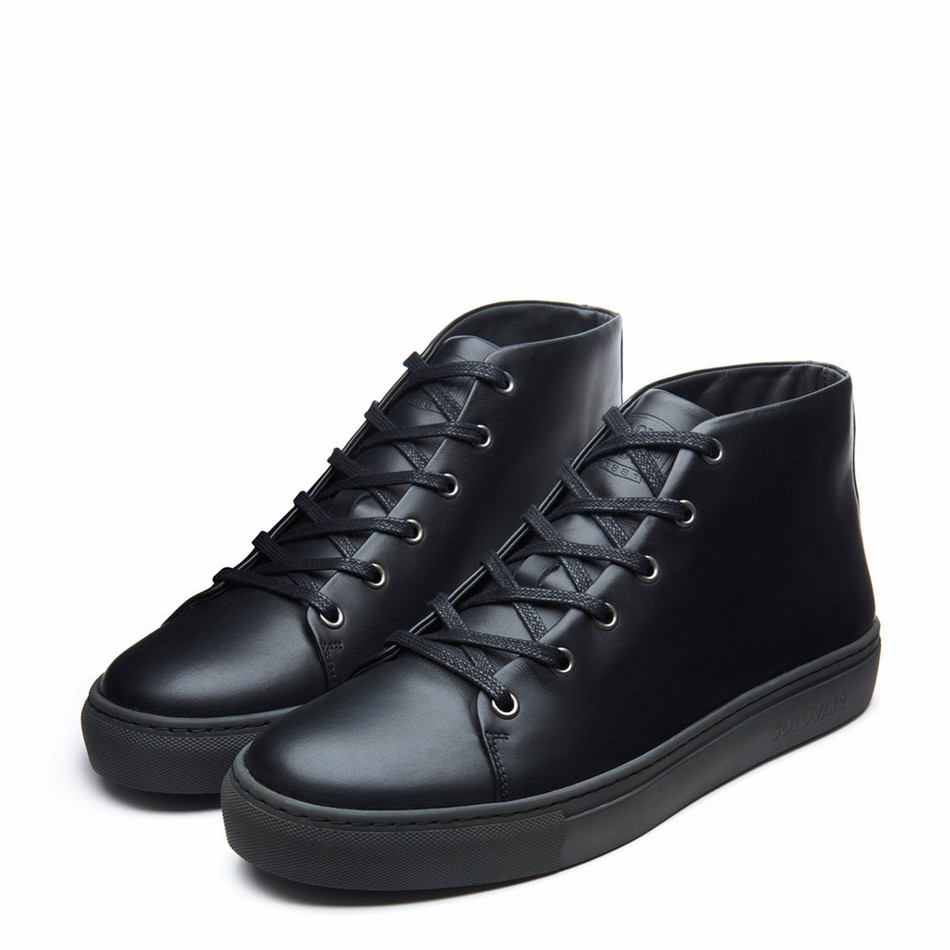 Solovair Calf High Top Sneakers Dame Sort | S6-HTP-BK-BS-030