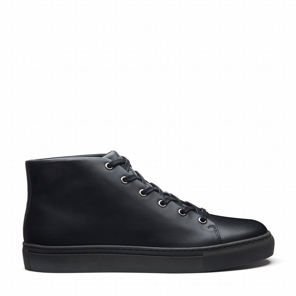 Solovair Calf High Top Sneakers Dame Sort | S6-HTP-BK-BS-030