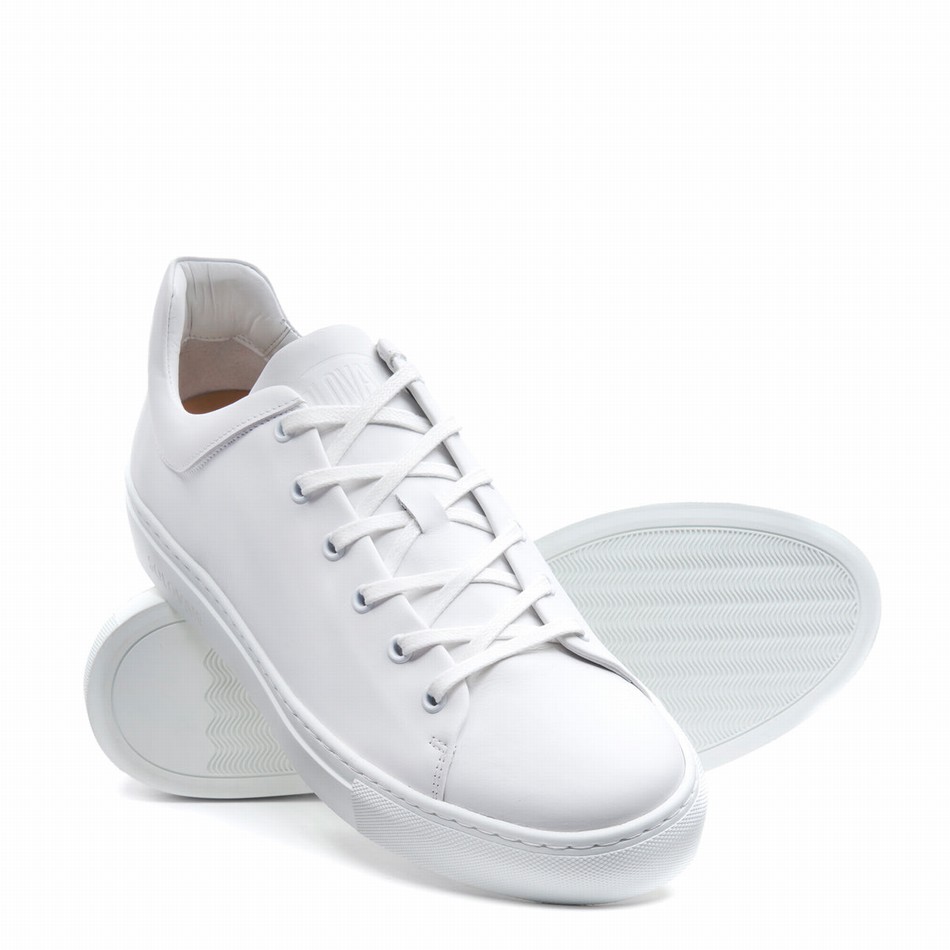Solovair Calf Sneakers Herre Hvide | S6-SNE-WH-WS-040