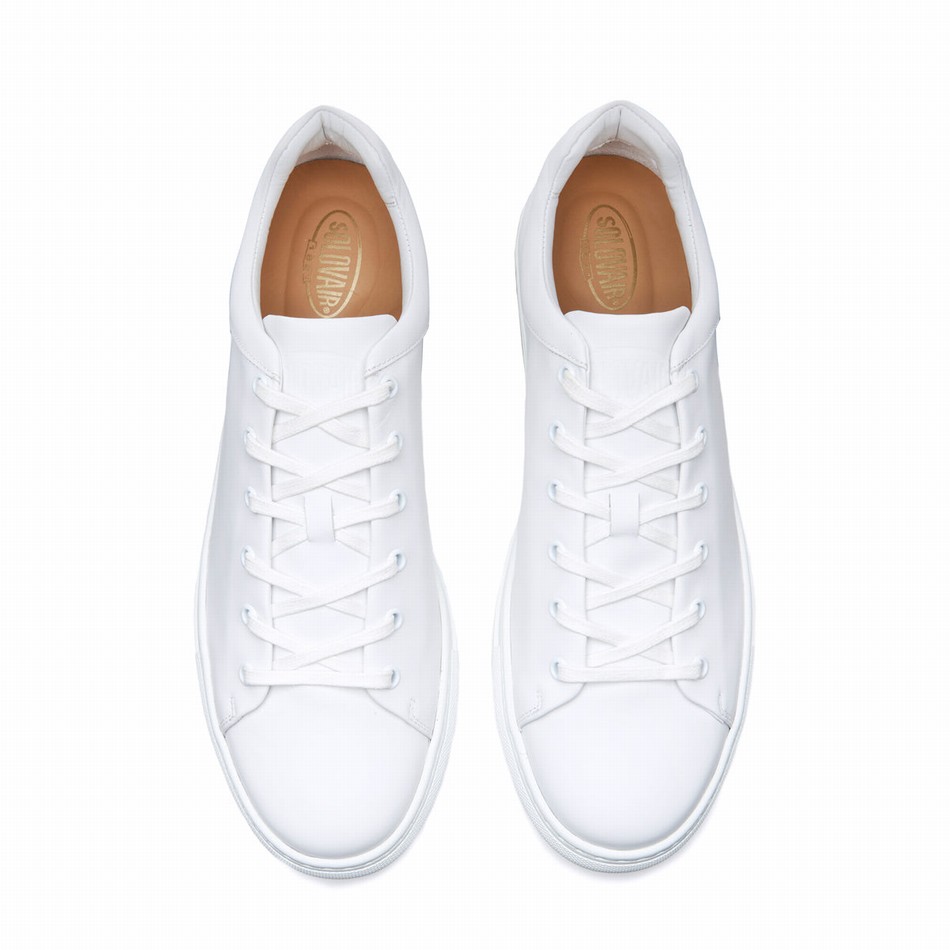 Solovair Calf Sneakers Herre Hvide | S6-SNE-WH-WS-040