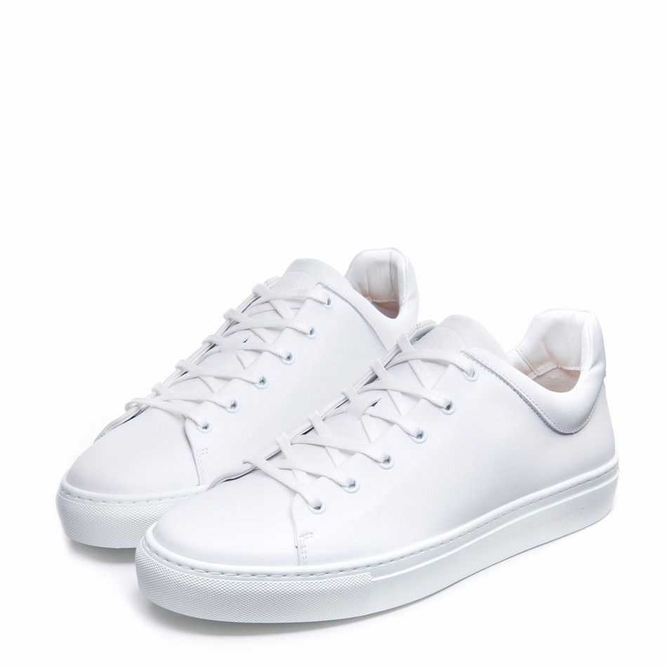 Solovair Calf Sneakers Herre Hvide | S6-SNE-WH-WS-040