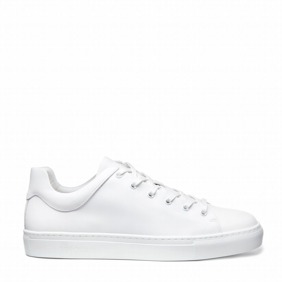 Solovair Calf Sneakers Herre Hvide | S6-SNE-WH-WS-040