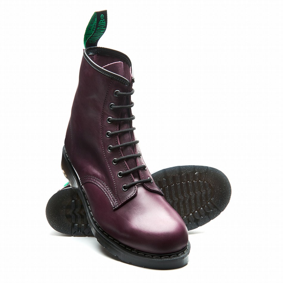 Solovair Gaucho 8 Eye Derby Støvler Dame Bordeaux | S8-551-CH-BUR-G-030