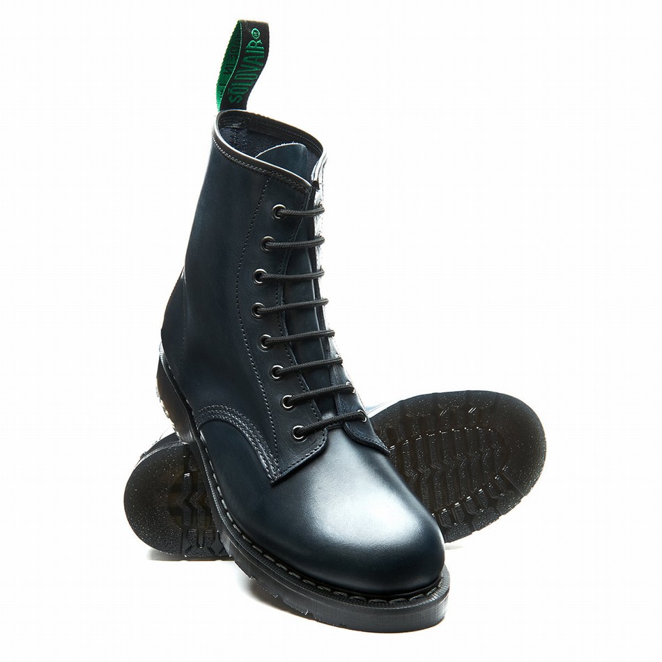 Solovair Gaucho 8 Eye Derby Støvler Herre Mørkeblå | S8-551-CH-BL-G-030