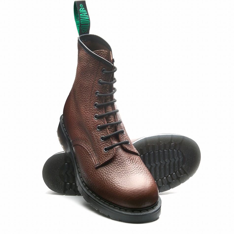 Solovair Gaucho Brown Grain 8 Eye Derby Støvler Dame Brune | S8-551-CH-SoftG-G-030