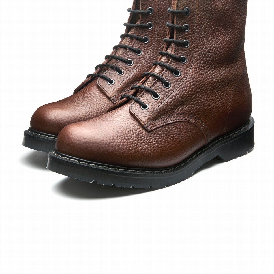 Solovair Gaucho Brown Grain 8 Eye Derby Støvler Dame Brune | S8-551-CH-SoftG-G-030