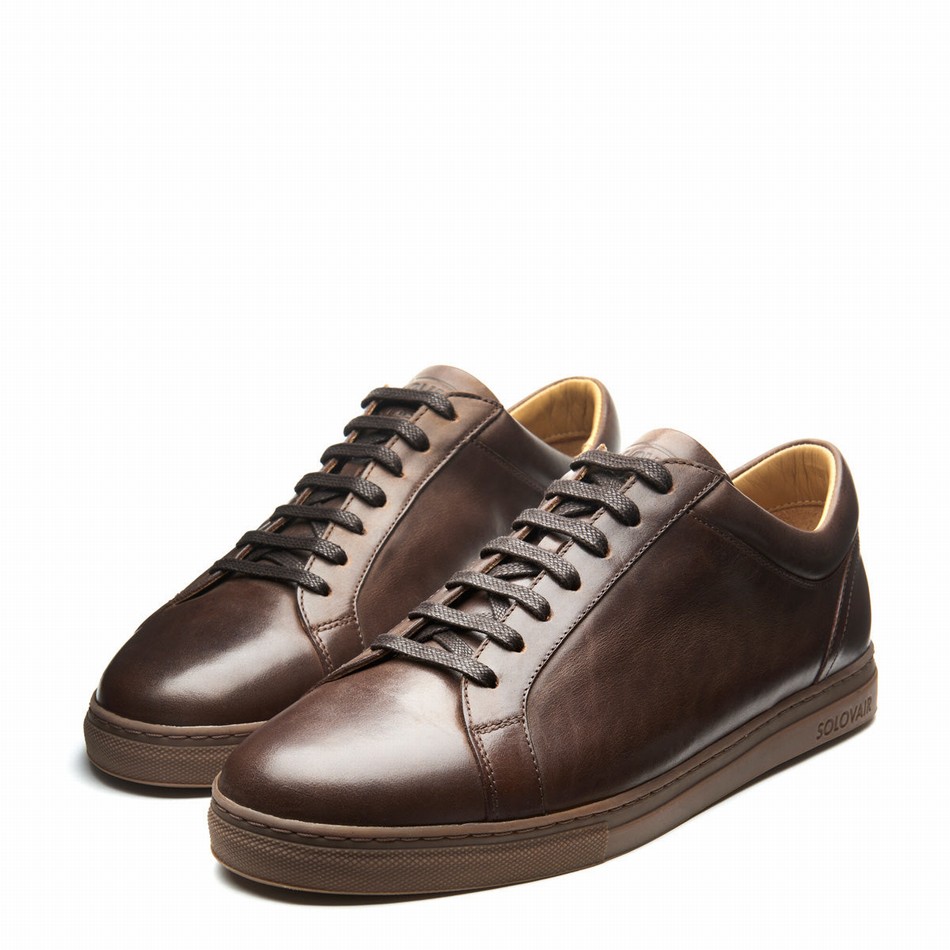 Solovair Gaucho Crazy Horse 070 Sneakers Dame Brune | S7-070-CH-B-030