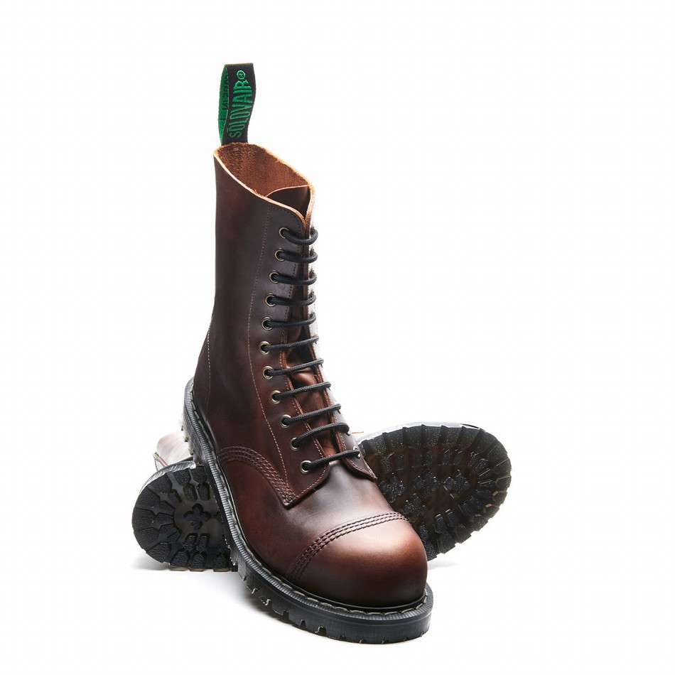 Solovair Gaucho Crazy Horse 11 Eye Steel Toe Derby Støvler Herre Brune | SC11-1980-CH-G-060