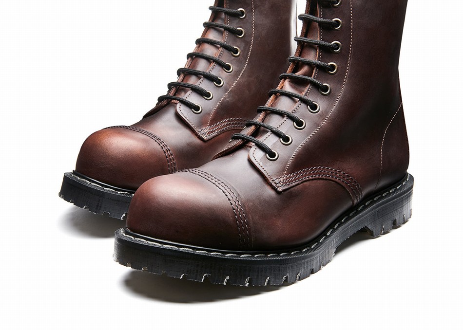 Solovair Gaucho Crazy Horse 11 Eye Steel Toe Derby Støvler Herre Brune | SC11-1980-CH-G-060