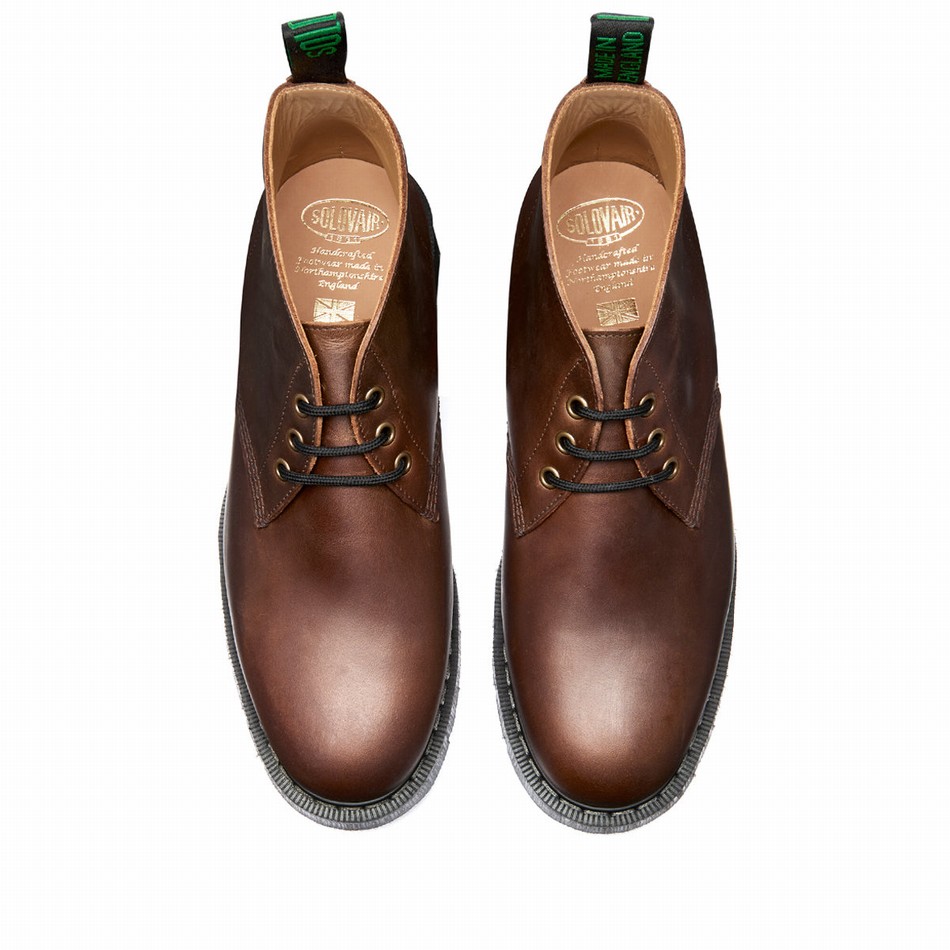 Solovair Gaucho Crazy Horse 3 Eye Chukka Støvler Herre Brune | S3-080-CH-G-030