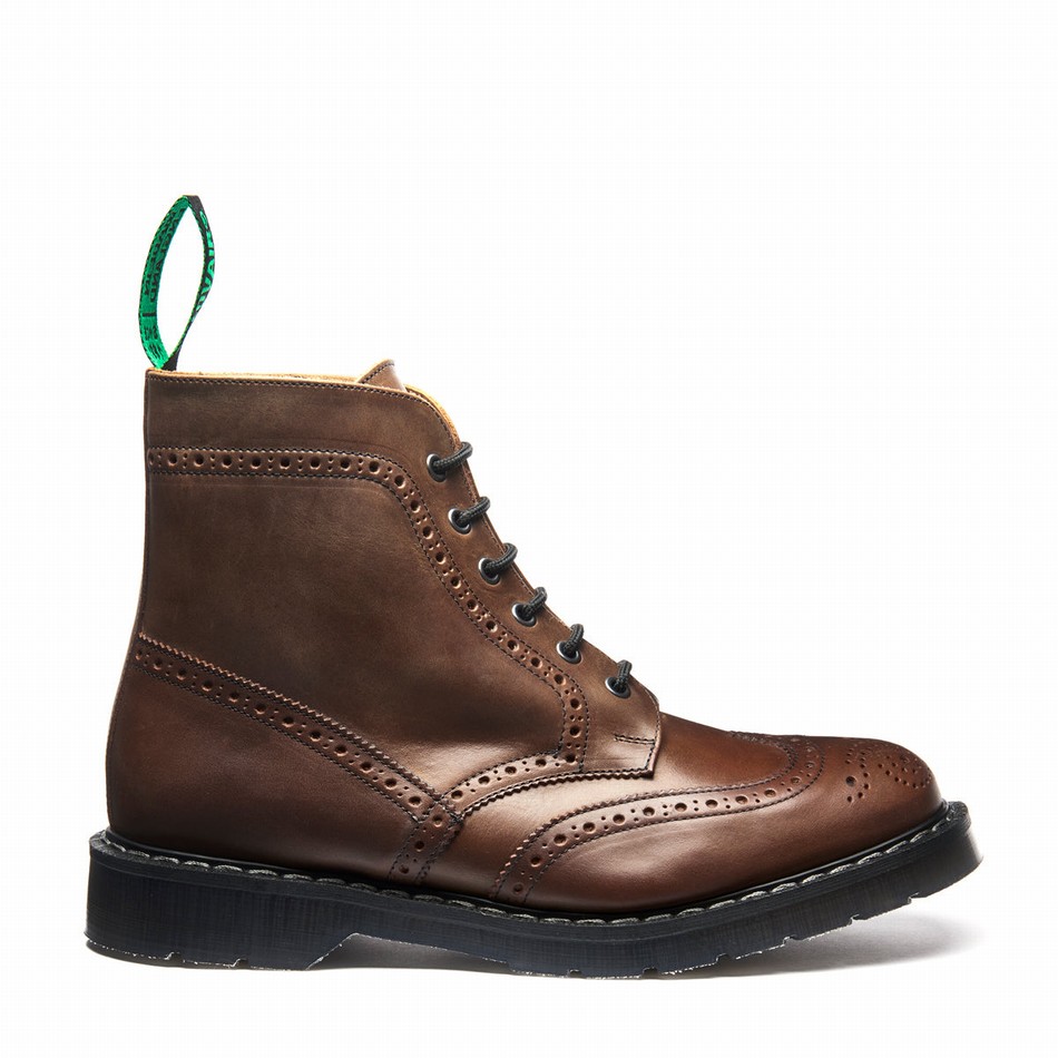 Solovair Gaucho Crazy Horse 6 Eye Brogue Støvler Dame Brune | S6-019-CH-G-030