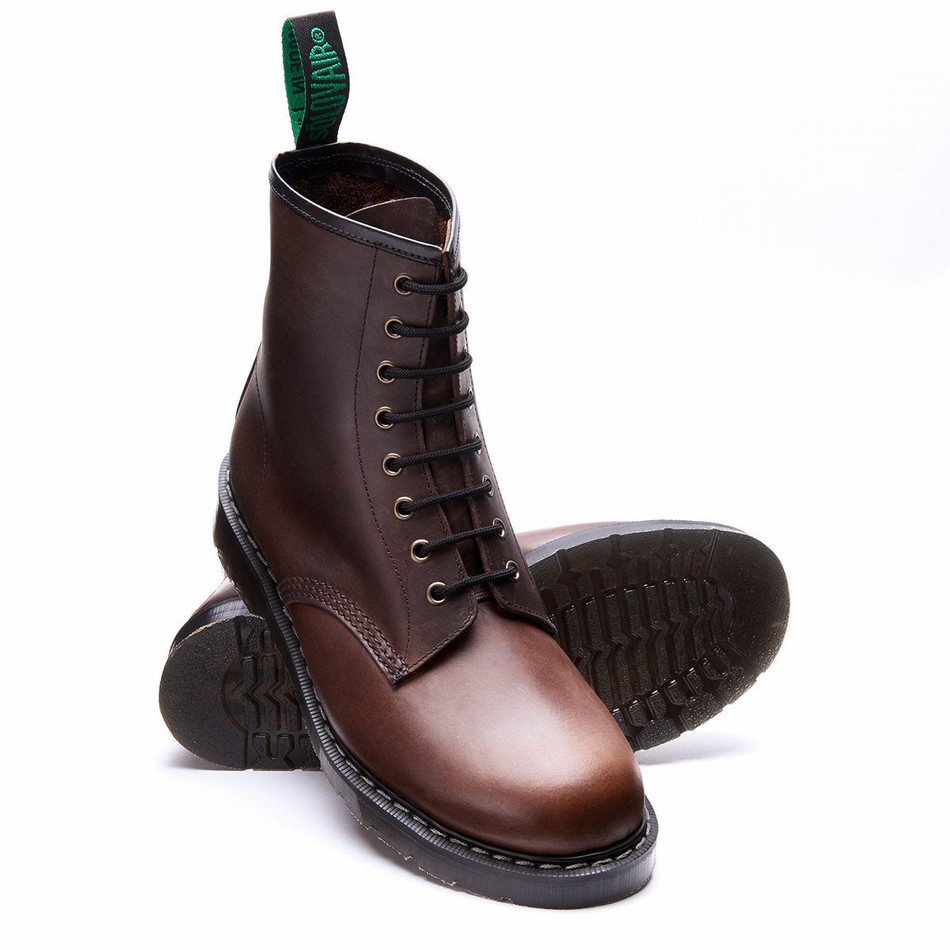 Solovair Gaucho Crazy Horse 8 Eye Derby Støvler Dame Brune | S8-551-CH-G-030