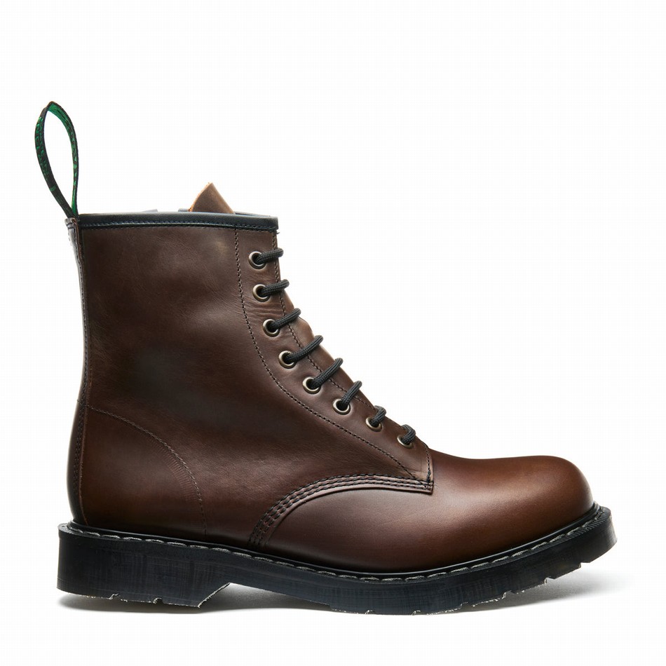 Solovair Gaucho Crazy Horse 8 Eye Zip Derby Støvler Herre Brune | S8-551-CH-ZIP-G-030