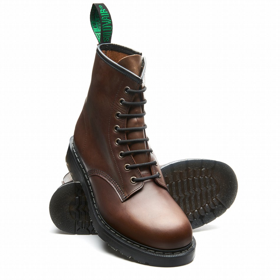 Solovair Gaucho Crazy Horse 8 Eye Zip Derby Støvler Herre Brune | S8-551-CH-ZIP-G-030