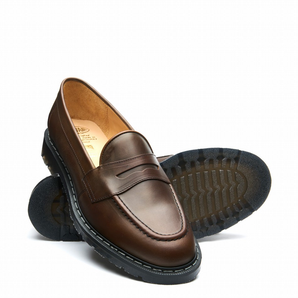 Solovair Gaucho Crazy Horse Penny Loafers Herre Brune | S0-970-CH-G-030
