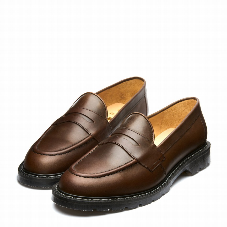 Solovair Gaucho Crazy Horse Penny Loafers Herre Brune | S0-970-CH-G-030